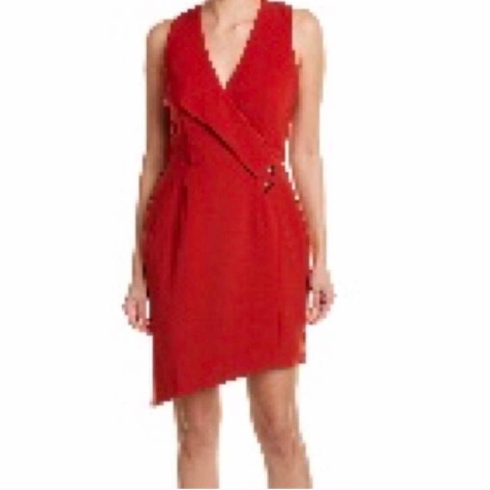🛍Adelyn Rae Sleeveless Asymmetrical Red Dress